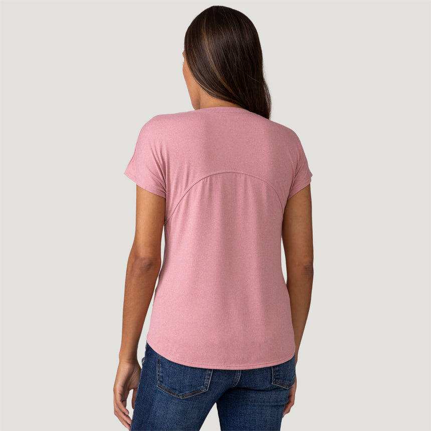 [Shelby is 59" wearing a size Small.] Womens Microtech® Chill B Cool Tee - S - Rouge #color_rouge