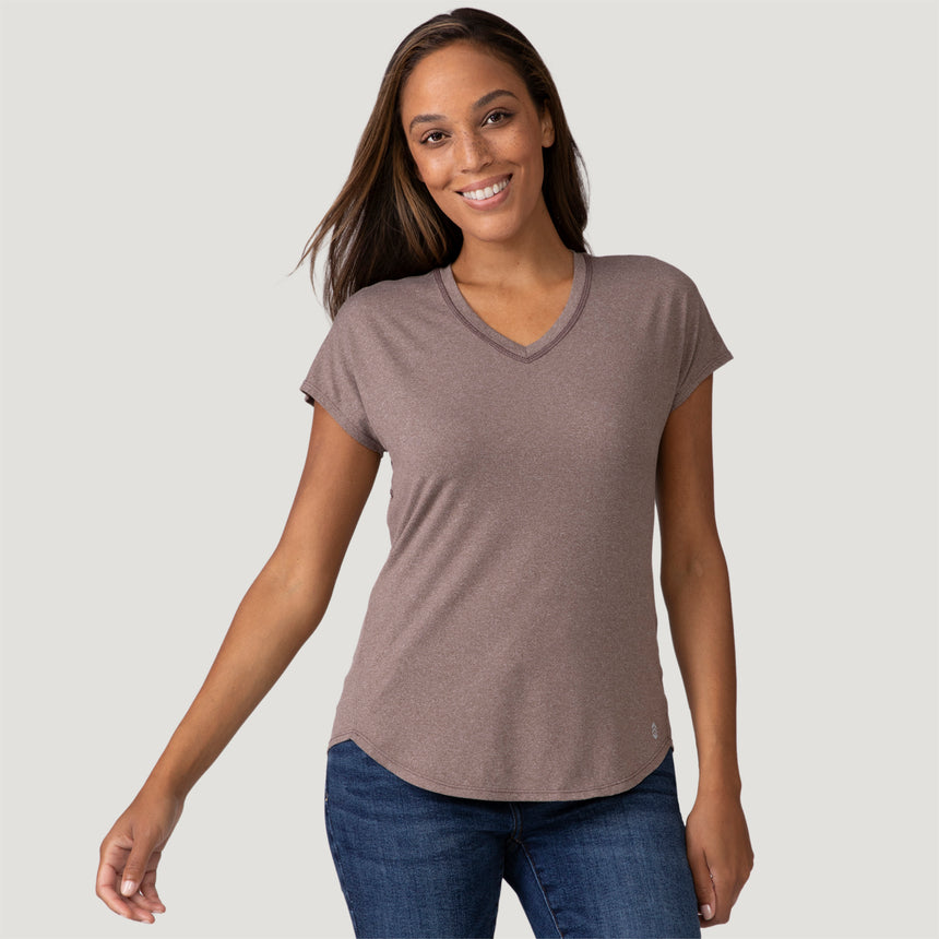 [Shelby is 59" wearing a size Small.] Womens Microtech® Chill B Cool Tee - S - Toffee #color_toffee