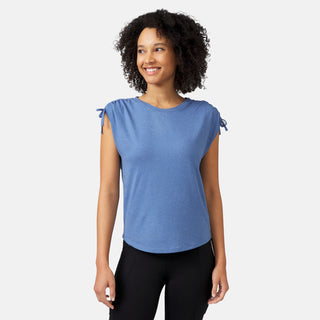 [Victoria is 511" wearing a size Small.] Womens Microtech® Chill Dolman Sleeve Top - S - Chambray #color_chambray