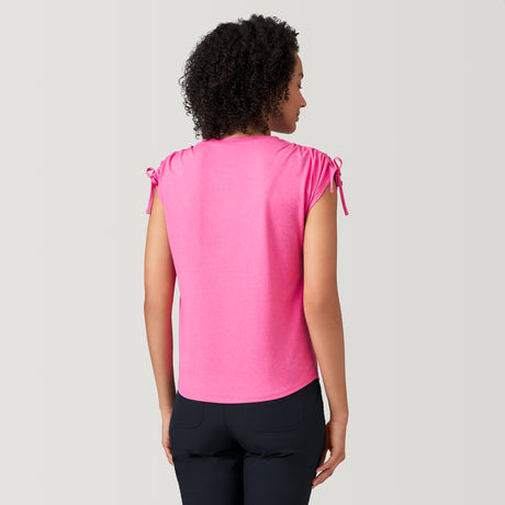 [Victoria is 5'11" wearing a size Small] Women's Microtech® Chill Dolman Sleeve Top - S - Coral #color_coral