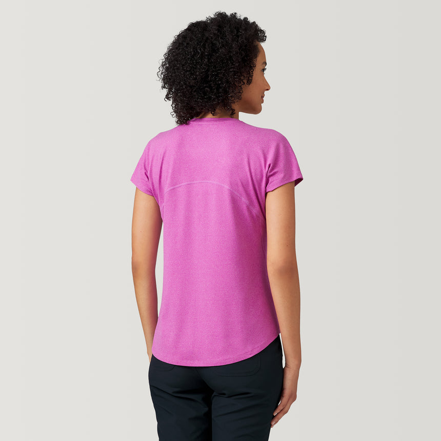 [Victoria is 5’11” wearing a size Small.]  Free Country Women's Microtech Chill B Cool Tee - Magenta - S #color_magenta