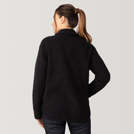 [Olga is 5’9" wearing a size Small.] Women's Sherpa Shacket - Black - S #color_black