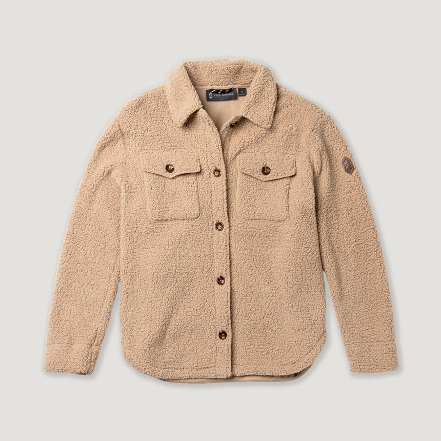 Women's Sherpa Shacket - S - Wheat #color_wheat