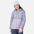 Girl wearing a lavender 3-in-1 Systems jacket with a colorblock panel and pink gloves
