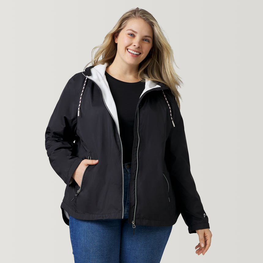 [Angela is 5'10" and wearing a size 1X.] Women's Plus Size Windshear Jacket - 1X - Black #color_black