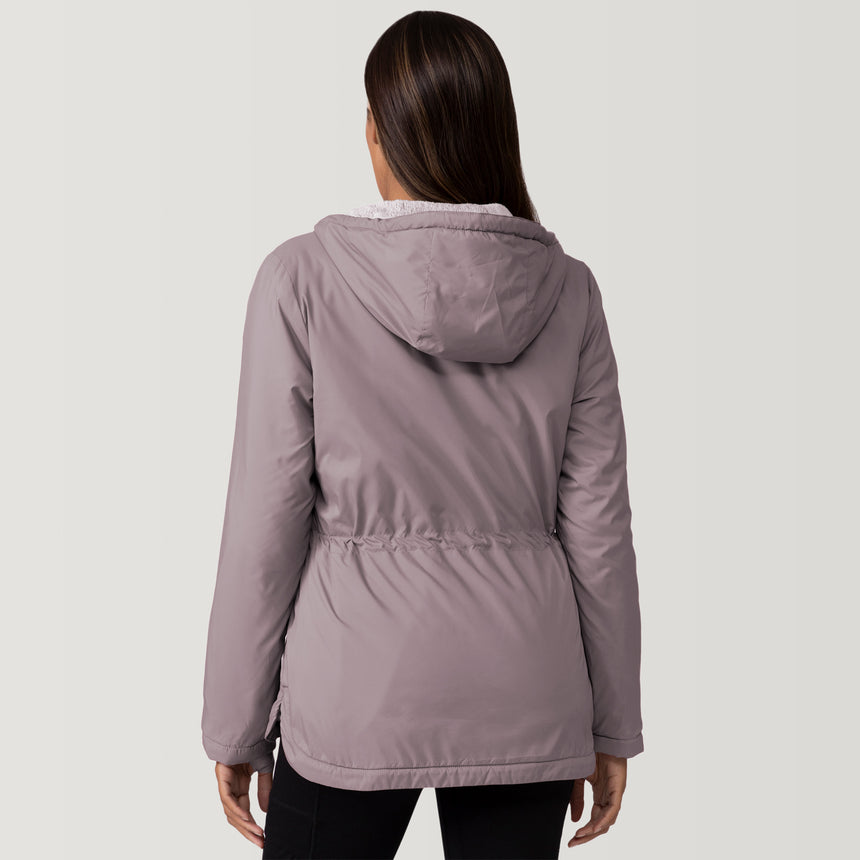 [Shelby is 5'9" wearing a size Small.] Women's Cascade Windshear Jacket- S - Taupe #color_taupe