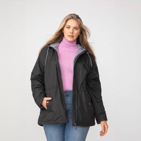 [Angela is 5'10" wearing a size 1X.] Women's Plus Size Cascade Windshear Jacket - 1X - Black #color_black