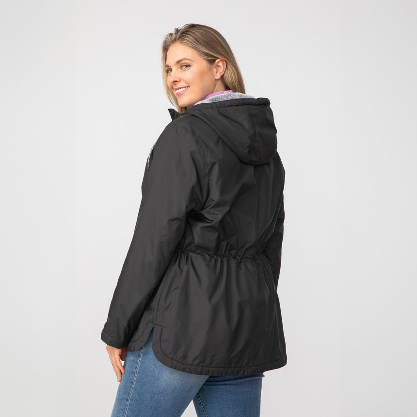 [Angela is 5'10" wearing a size 1X.] Women's Plus Size Cascade Windshear Jacket - 1X - Black #color_black