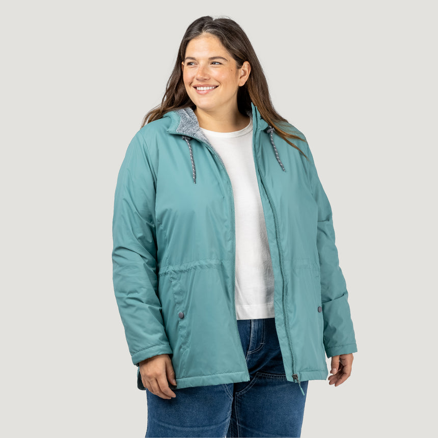 [Model is wearing a size 1X.] Women's Plus Size Cascade Windshear Jacket - 1X - Laurel #color_laurel