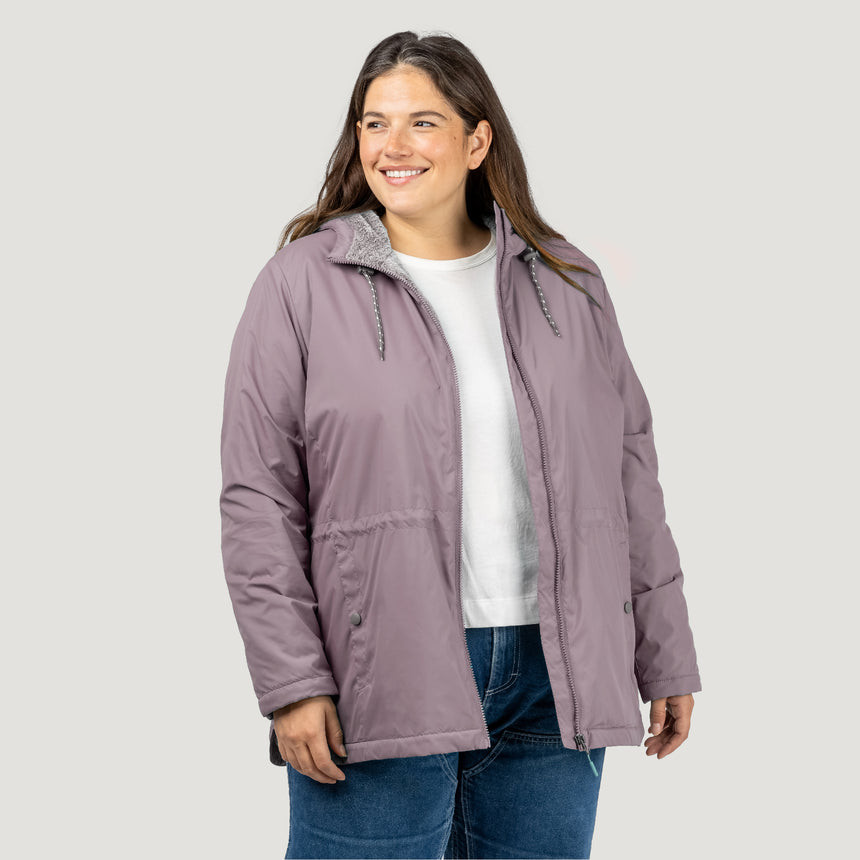 [Model is wearing a size 1X.] Women's Plus Size Cascade Windshear Jacket - 1X - Taupe #color_taupe