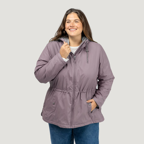 [Model is wearing a size 1X.] Women's Plus Size Cascade Windshear Jacket - 1X - Taupe #color_taupe