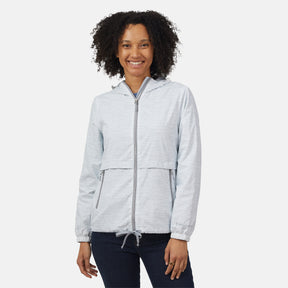 [Victoria is 5'11" wearing a size Small.] Women's Outland Windshear Jacket - S - Silver Chip Melange #color_silver-chip-melange