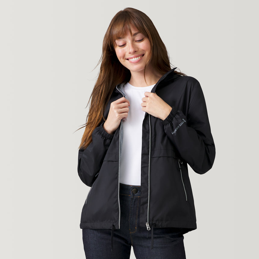 [Melanie is 5’8.5” wearing a size Small.] Women's Outland Windshear Jacket - S - Black #color_black