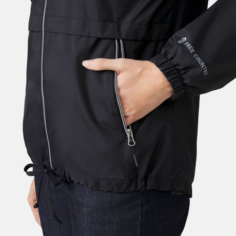 [Melanie is 5’8.5” wearing a size Small.] Women's Outland Windshear Jacket - S - Black #color_black