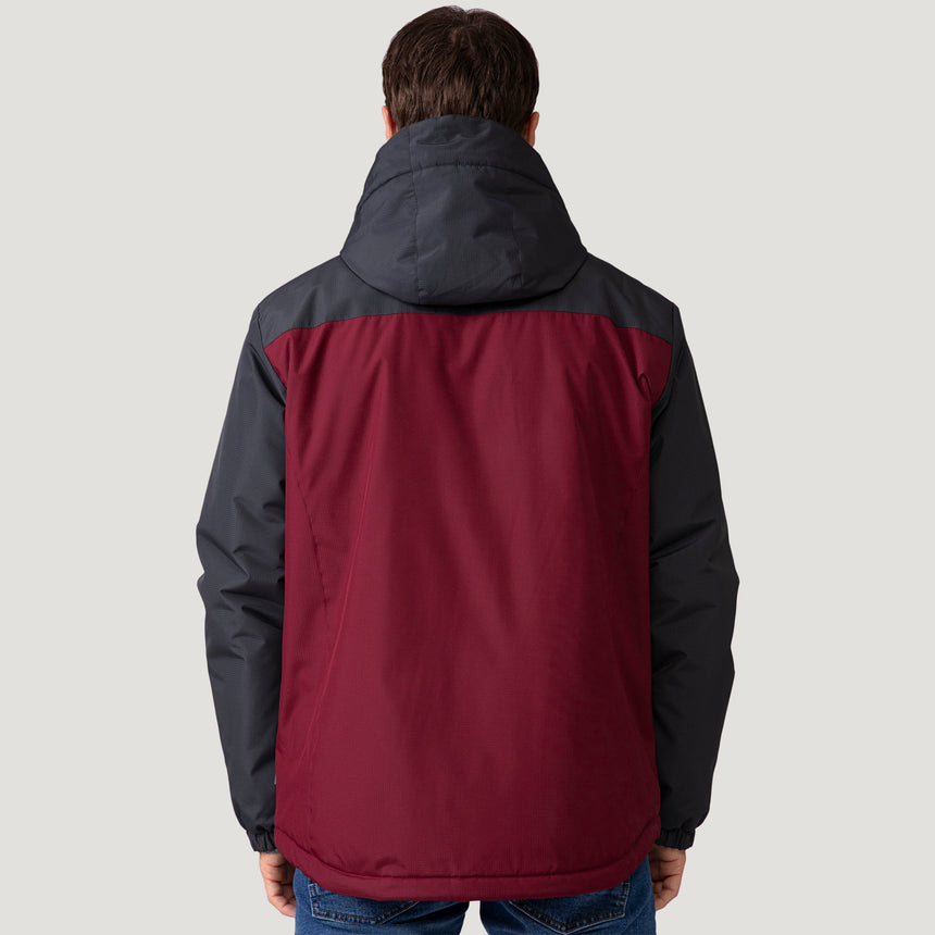 [Vince is 6'1" wearing a size Medium.] Men's Arvon Mid Weight Jacket - Wine #color_wine