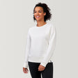 [Alexis is 5’6” wearing a size Small.] Women's UltraFill Fleece Crew Neck Pullover Top - S - Vanilla #color_vanilla