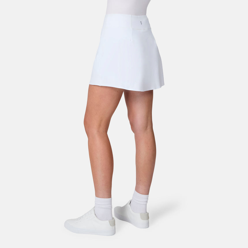 [Model is wearing size S] White skirt worn by a person on a white background