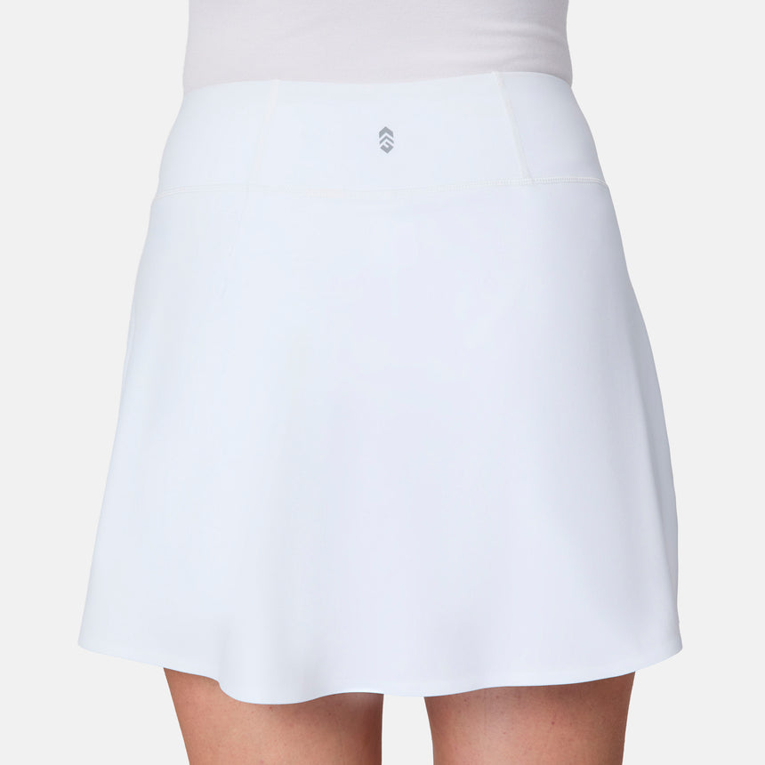 [Model is wearing size S] White skirt worn by a person on a light gray background