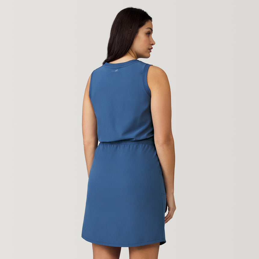 [Michelle is 5'8" wearing a size Small] Women's Trail to Town Dress - S - Sage Steel #color_sage-steel