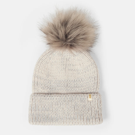 Women's Rib Knit Cuffed Beanie with Pom