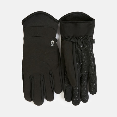 A pair of black Aquarius Men’s 2-Way Stretch Softshell Gloves with a patterned grip on the palms and fingers.