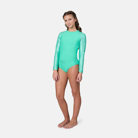 Girls' Foil Mermaid Rash Guard and Bikini Swim Set