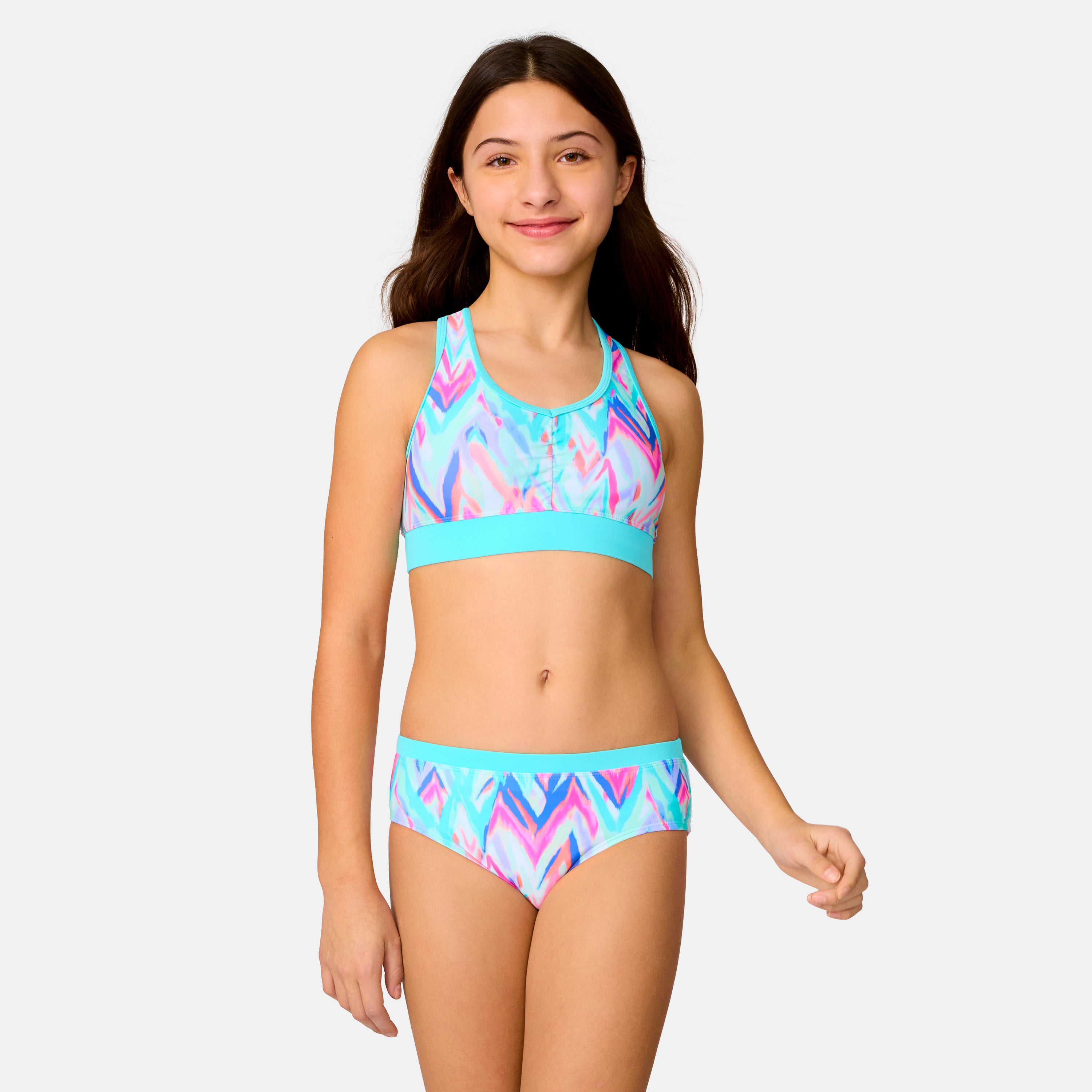 Shop Girls' Swim Set: Oasis Chevron Rash Guard & Bikini | Free Country