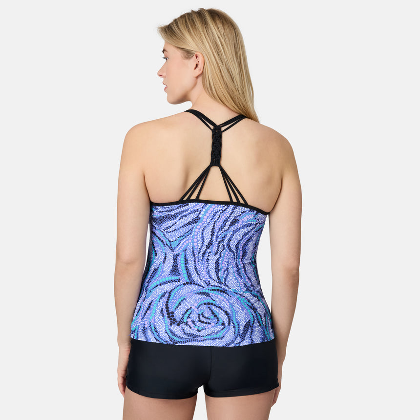 Women's Rose Bubbles Macrame Back Tankini Top