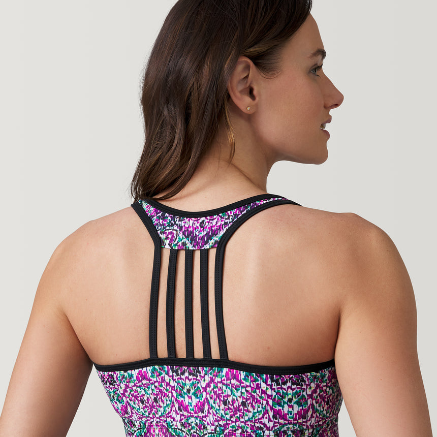 Women's Mosaic Mirage Lace Up Racerback Tankini Top