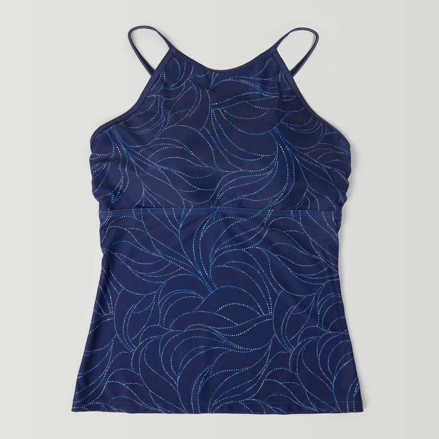 Women's Tidal Swirl High Neck Macrame Back Tankini Top