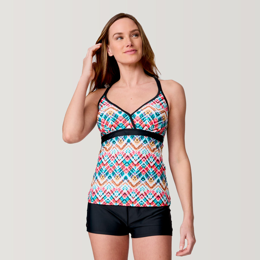 Women's Zigzag Zest Macrame Back Tankini Top