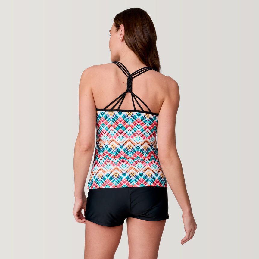 Women's Zigzag Zest Macrame Back Tankini Top