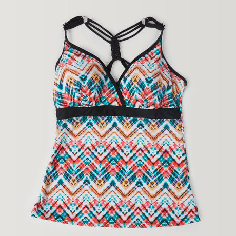 Women's Zigzag Zest Macrame Back Tankini Top