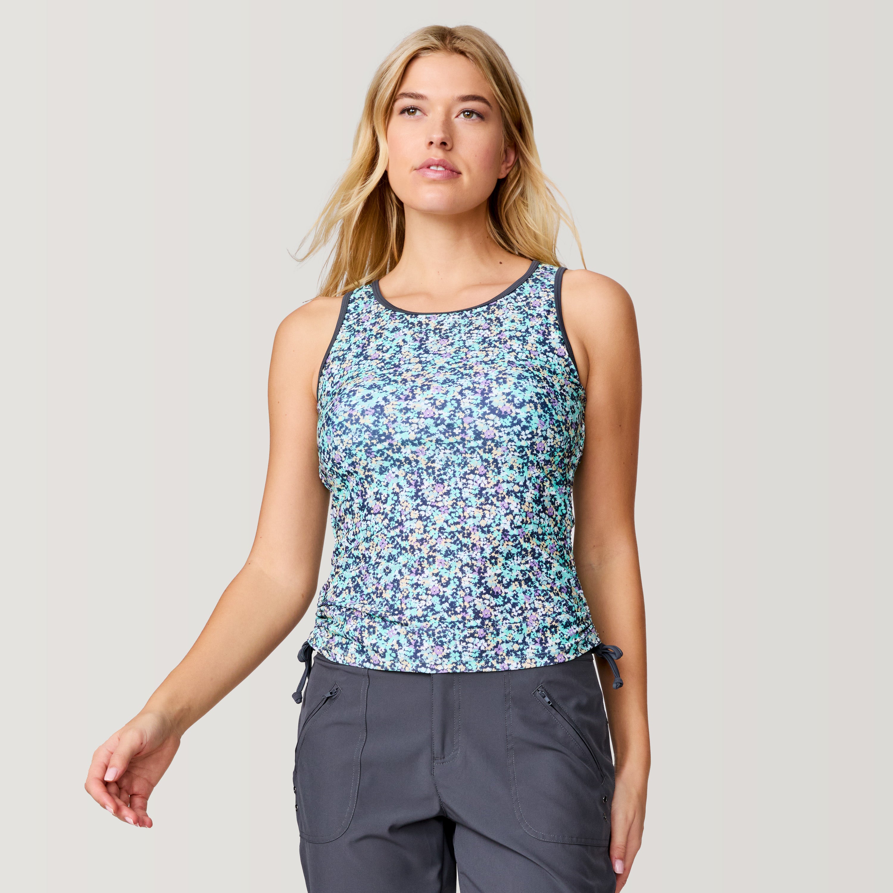 Women's Seaside Petals Full Side Shirring Tankini Top – Free Women's Seaside Petals Full Side Shirring Tankini Top – Free