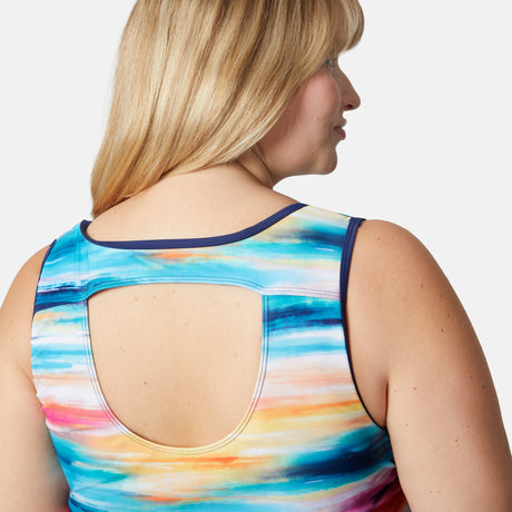 Women's Plus Size Horizon Full Side Shirring Tankini Top