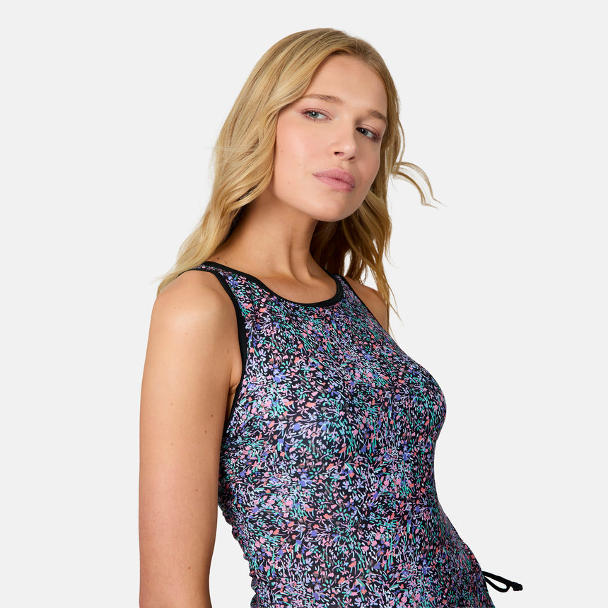 Women's Bursting Blooms Full Side Shirring Tankini Top