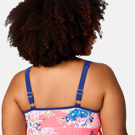 Women's Plus Size Poolside Bouquet Double Strap Tankini Top
