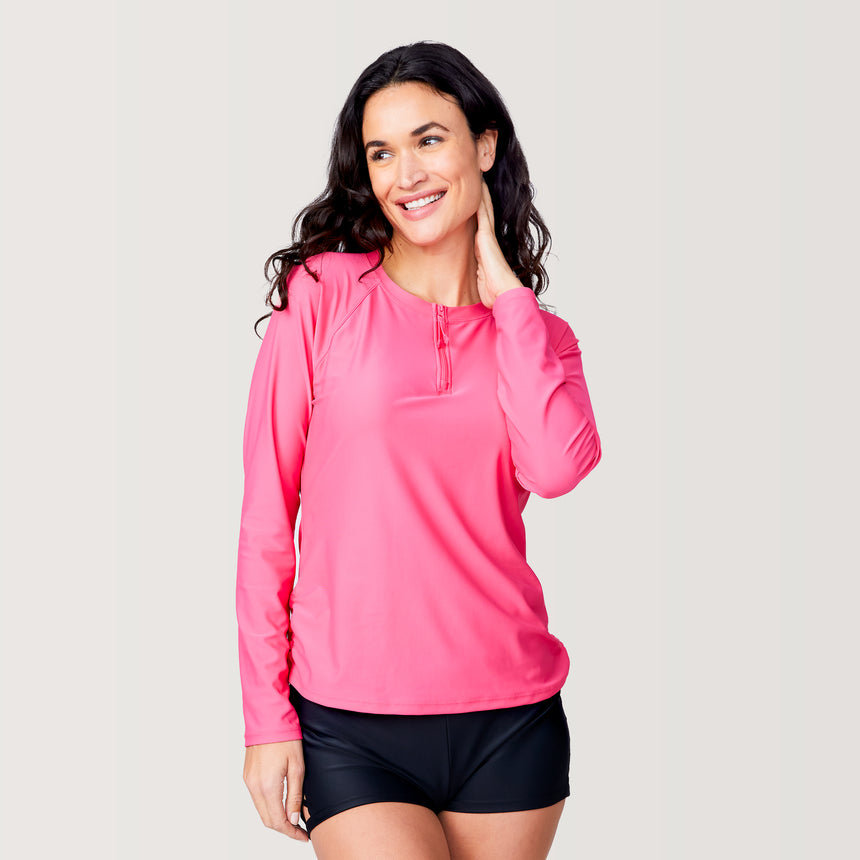 Women's Long Sleeve Zip Swim Shirt