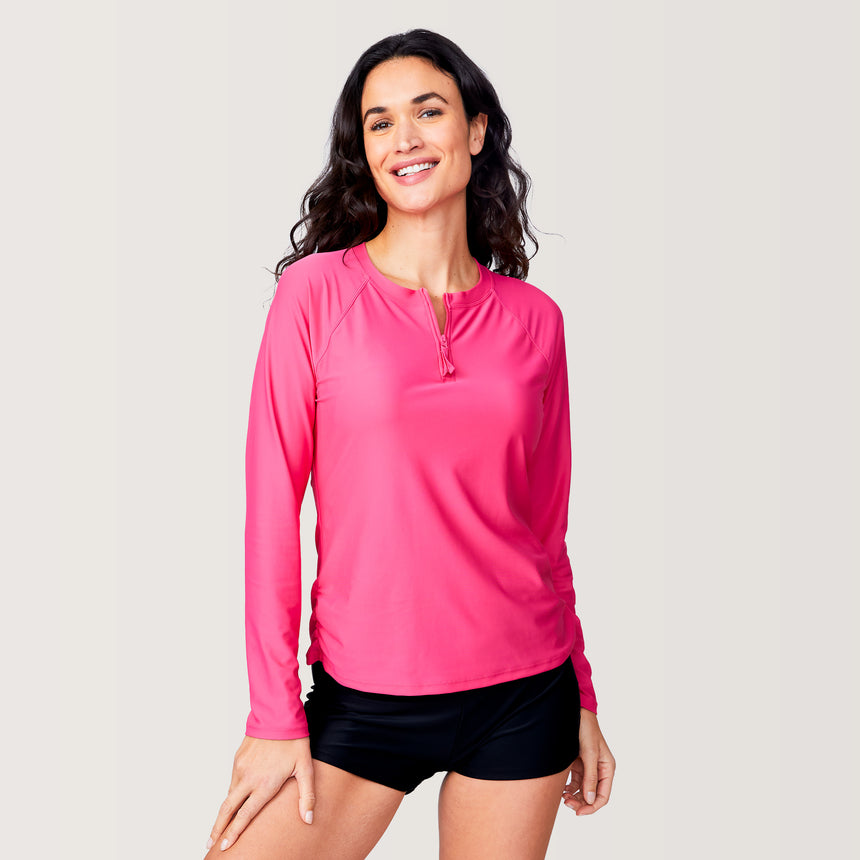 Women's Long Sleeve Zip Swim Shirt