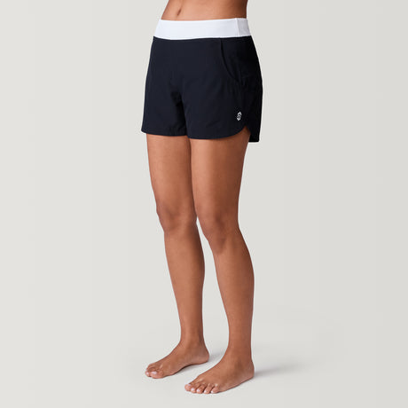 [Model is 5'9" wearing a size Small.] Women's Hybrid Swim Short - S - Black/White #color_black-white