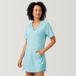 [Victoria is 5'11" wearing a size Small.] Women's SunFree UPF Dress - S - Aqua #color_aqua