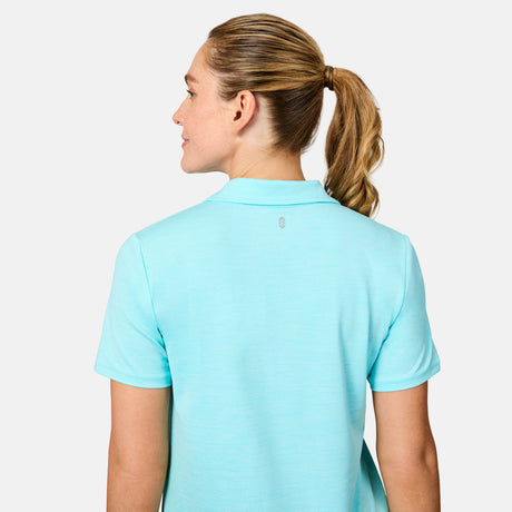 [Brooke is 5'9" wearing size S] Person wearing a light blue polo shirt on a plain background
