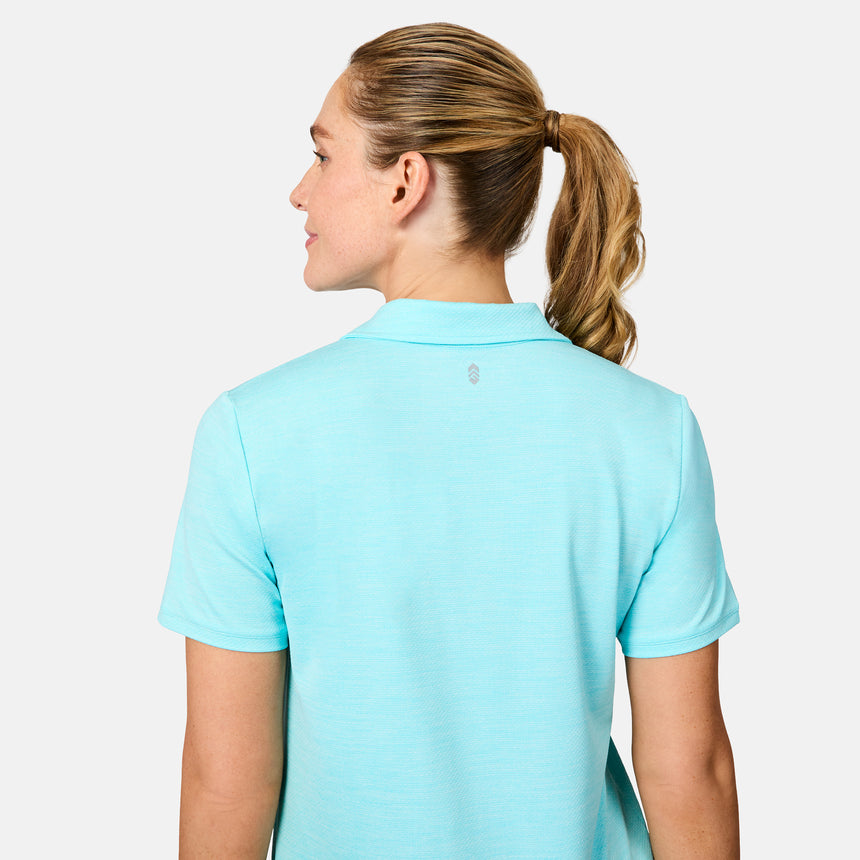 [Brooke is 5'9" wearing size S] Person wearing a light blue polo shirt on a plain background