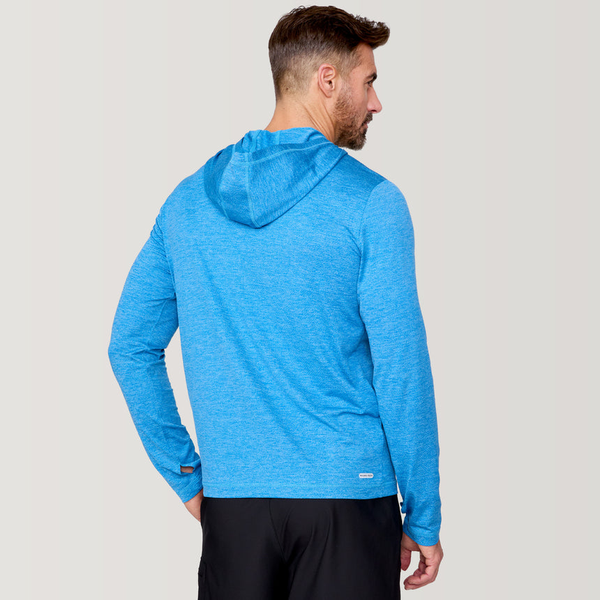 [Justin is 6'1" wearing a size Medium.] Men's Textured SunFree UPF Hoodie- M - ROYAL #color_royal