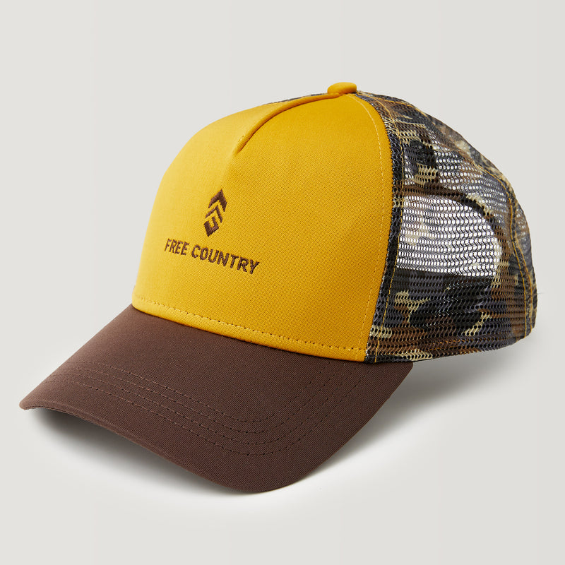 Free Country Five Panel Camo Trucker Hat - Amber Camo 