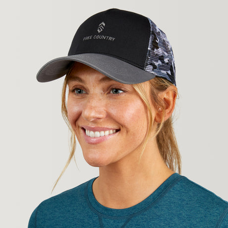 Free Country Five Panel Camo Trucker Hat - Black Camo #color_black-camo
