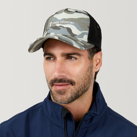 Free Country Five Panel Camo Trucker Hat - Sea Fog Camo #color_sea-fog-camo