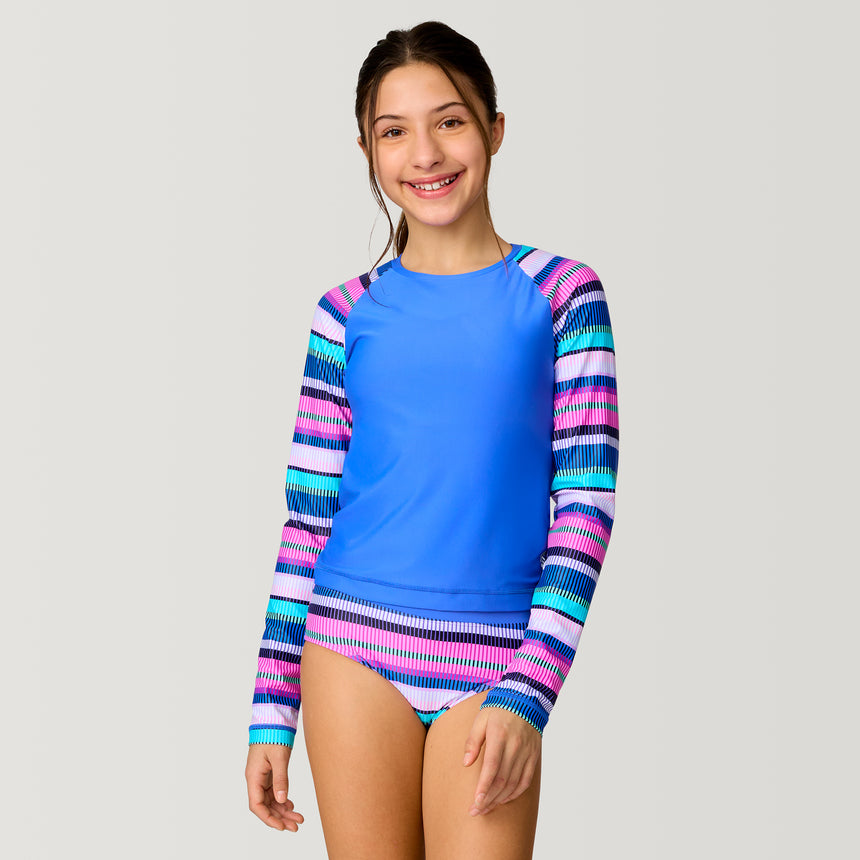 Girls' Marina Stripe Rash Guard and Bikini Swim Set