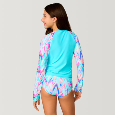 Girls' Oasis Chevron Rash Guard and Bikini Swim Set