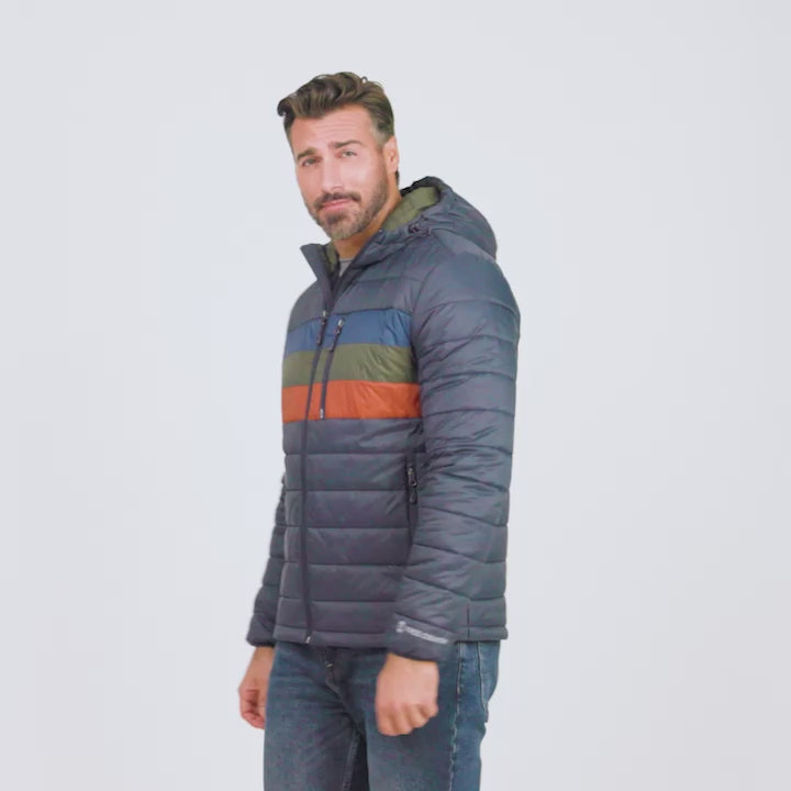 Men's Tri-Color Hooded Puffer Jacket